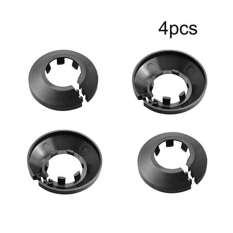 Juvielich 4Pcs PP Plastic Flange Cover Decoration Black Escutcheon Collar Radiator Wall Pipe Tube Decoration for 0.98""/25mm Pipe - Image 4